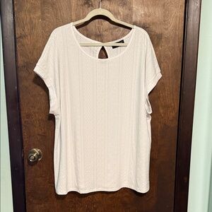 Lane Bryant white Blouse with Keyhole Detail